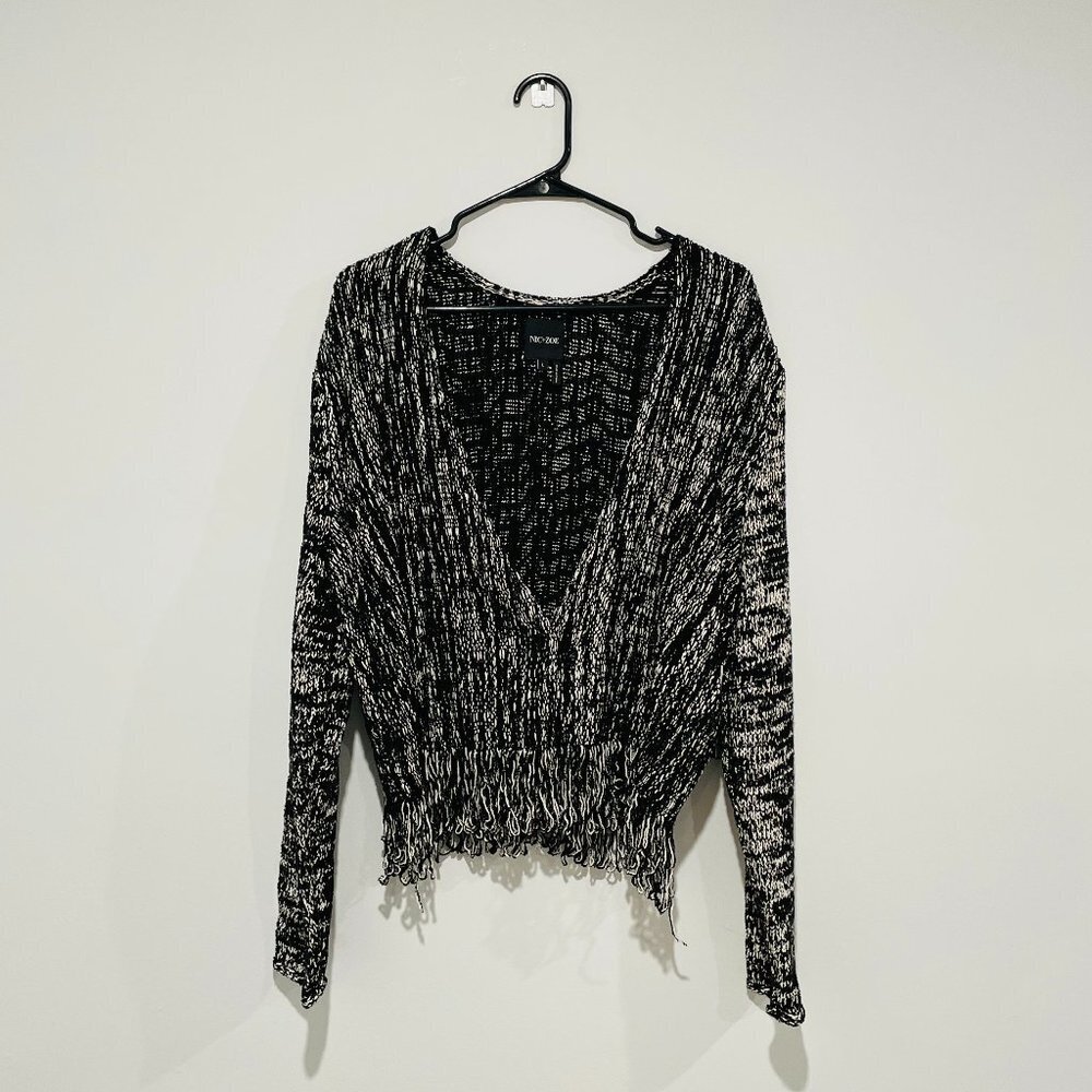 Nic+Zoe Women Black and White Elegant Cardigan Size L,